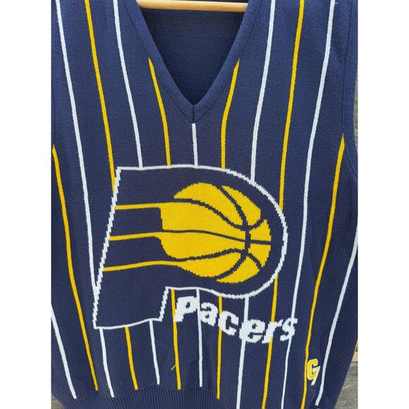 Indiana Pacers Vintage 90s striped Sweater Vest Game 7 brand Size Small baggy - Picture 5 of 6